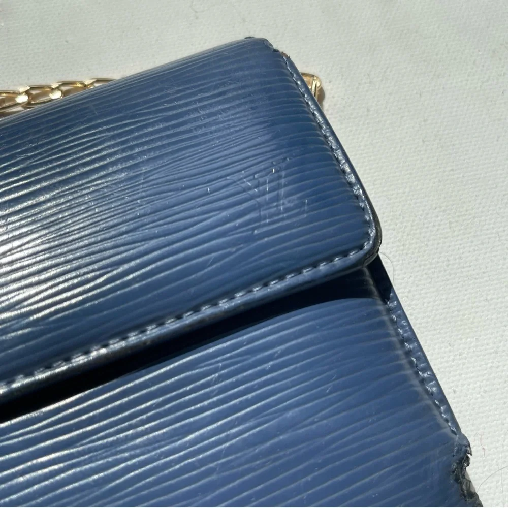 Louis Vuitton Navy Blue Epi Leather Long Wallet Snap Trifold LV with Chain 2005